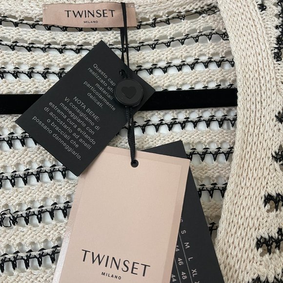 NWT TWINSET Italy Viscose striped cardigan with buttons - Picture 9 of 14